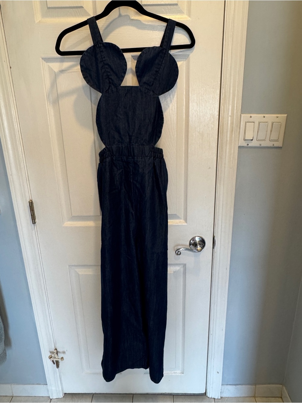 Blue Denim Jumpsuit with Mickey Detail